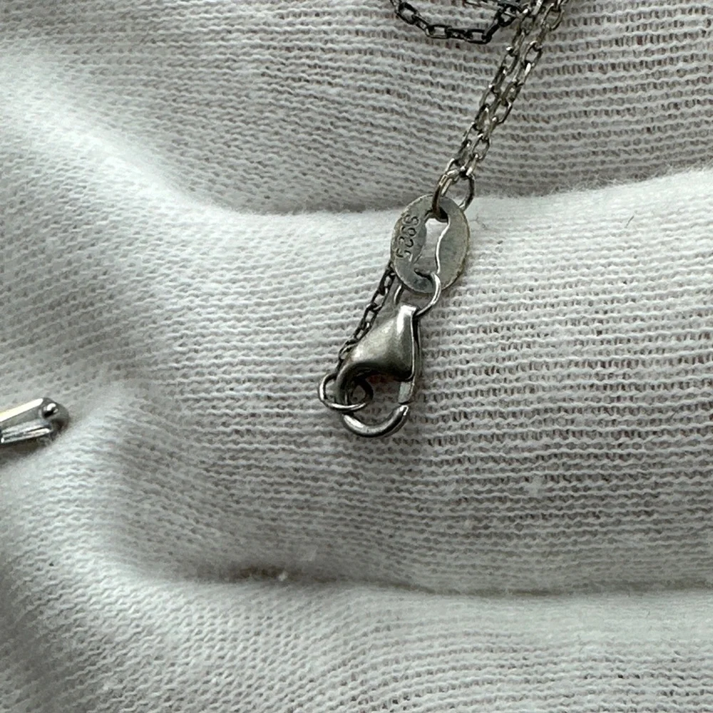 Vintage Sterling Silver .925 crystal‎ cross Necklace #377